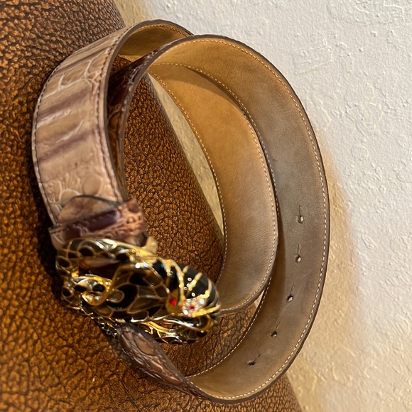 Roberto Cavalli Rare Gold/black Metal, with faux rubies & diamonds Cobra Belt! - Picture 5 of 11